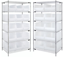 Wire Shelving with Clear Containers