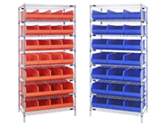 Wire Shelving with Stackable Shelf Bins