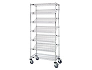 Chrome Wire Stationary & Mobile Slanted Shelving Units