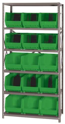 Quantum Storage Systems Qsbu-260bl Bin Shelving Unit, 18Dx36Wx75H, 15 Bins, Blue