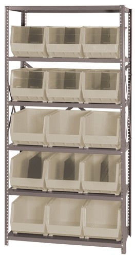 Quantum Storage Systems Qsbu-260bl Bin Shelving Unit, 18Dx36Wx75H, 15 Bins, Blue