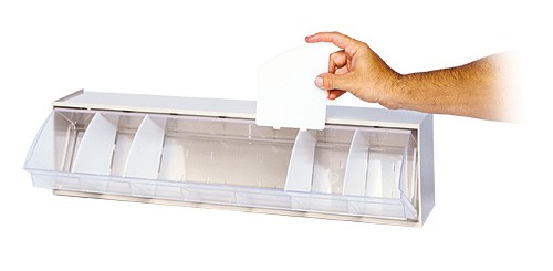 Clear Tip Out Bins setup in a office. View these tip out bins at