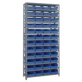 Quantum Storage Systems 1839-108BL Bin Shelving, Solid, 36x18, 24 Bins, Blue