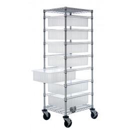 BC212469M1CL Bin Cart with Clear Dividable Grid Containers
