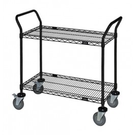 WRC-2448BK-2 Black Epoxy 2-Shelf Wire Utility Cart