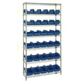 W7-18-30 Heavy-duty wire shelving with QuickPick bins - complete package