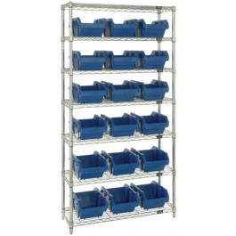 W7-14-18 Heavy-duty wire shelving with QuickPick bins - complete package
