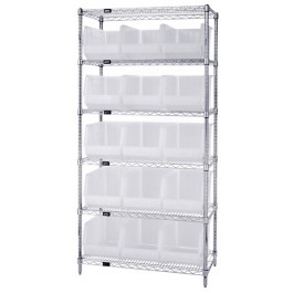 WR6-260CL Wire Shelving and Clear-View Bin System - Complete Package