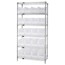 WR6-265CL Wire Shelving Unit with Clear-View Bins - Complete Package