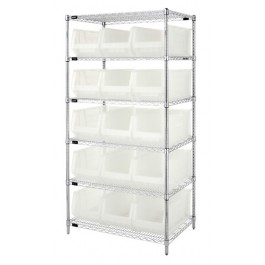 WR6-953CL Wire Shelving with Clear-View Bins - Complete Package