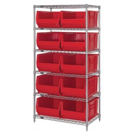 WR6-954 Wire Shelving Unit with Bins - Complete Package