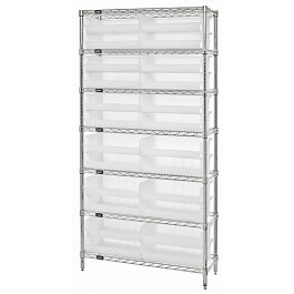 WR7-245CL Wire Shelving with Clear-View Bins - Complete Package