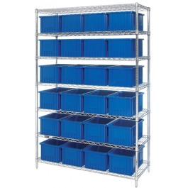 WR7-92080 Wire Shelving System with Dividable Grid Containers 