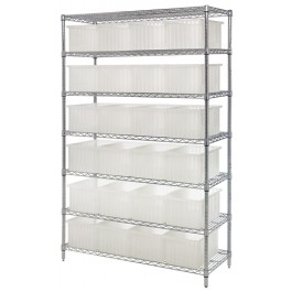 WR7-92080CL Wire Shelving Unit Clear Dividable Grid Containers 