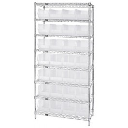 WR8-240CL Wire Shelving with Clear-View Bins - Complete Package