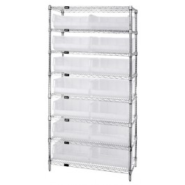 WR8-250CL Wire Shelving and Clear-View Bin System - Complete Package