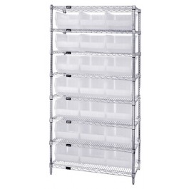 WR8-255CL Wire Shelving and Clear-View Bin System - Complete Package