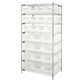 WR8-950952CL Wire Shelving Unit with Clear-View Bins - Complete Package