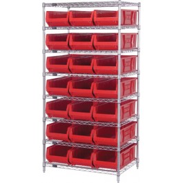 WR8-952 Wire Shelving Unit with Bins - Complete Package