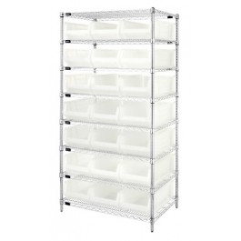 WR8-952CL Wire Shelving Unit with Clear-View Bins - Complete Package