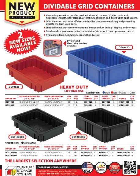 DIVIDABLE GRID CONTAINERS & ACCESSORIES