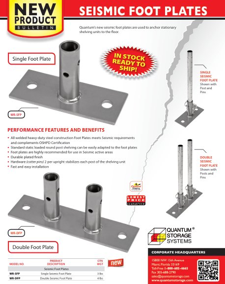SEISMIC FOOT PLATES