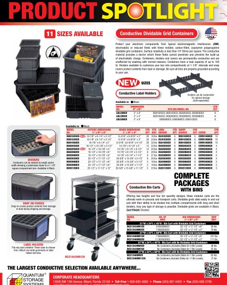 CONDUCTIVE DIVIDABLE GRID CONTAINERS