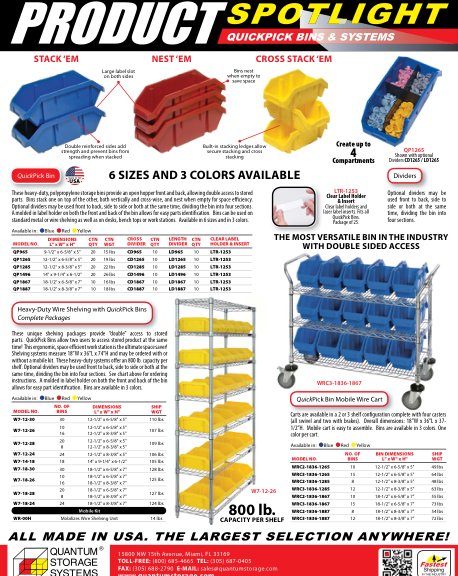 QUICKPICK BINS & SYSTEMS