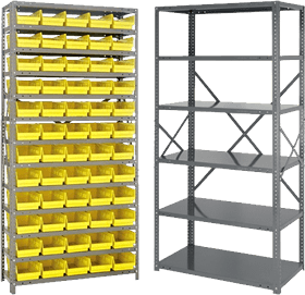 Quantum Steel Shelving System w/30 Bins-36 x 12 x 39 Rack Size Black  1239-102BK