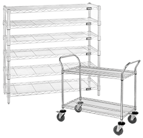 Wire Shelving Storage Systems Quantum, Slanted Wire Shelving With Bins